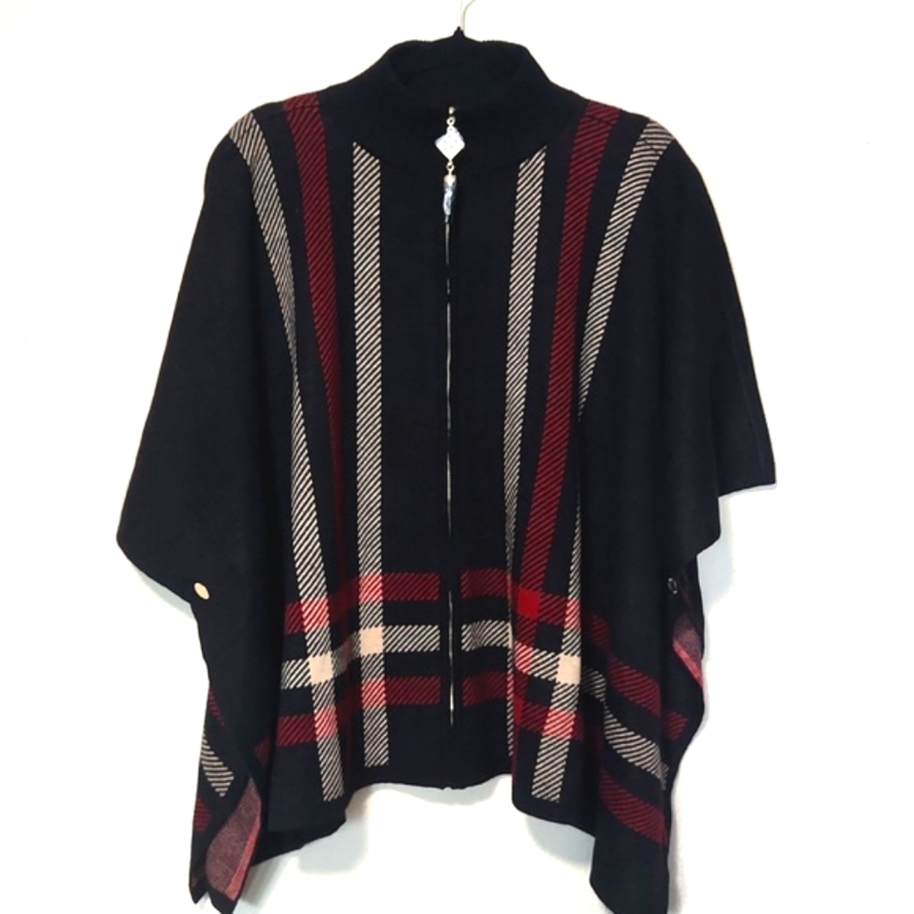 NWT Anne Klein Zip Front Poncho Sweater Size Medium - Picture 5 of 13